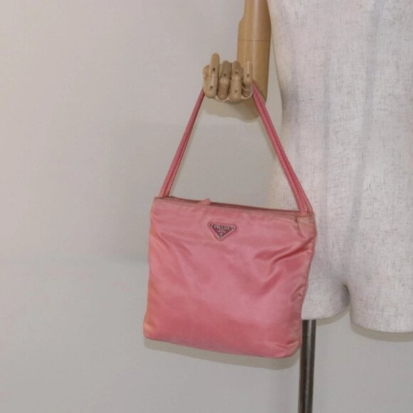 Prada Handbags - PRADA Tote Bag Nylon Pink Gold Auth
